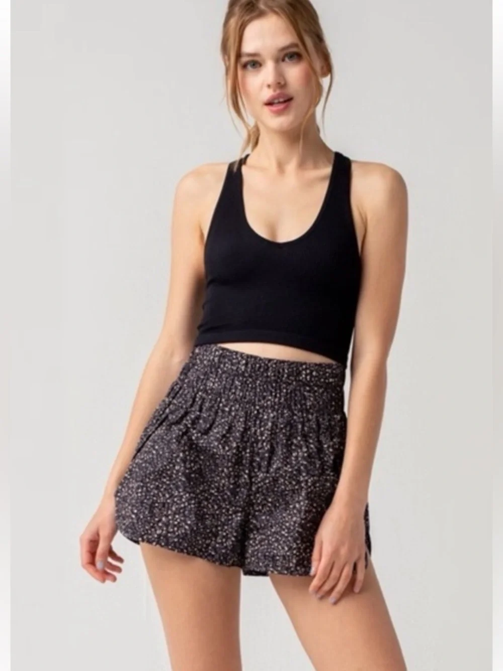 NWOT FP Movement The Way Home Shorts in Leopard Combo Black White Size Medium